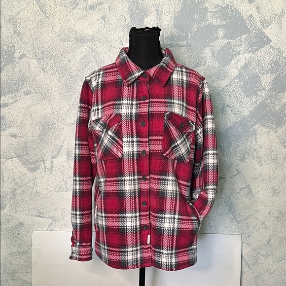 Soho Threads Pink Plaid White Sherpa size M - Picture 1 of 9